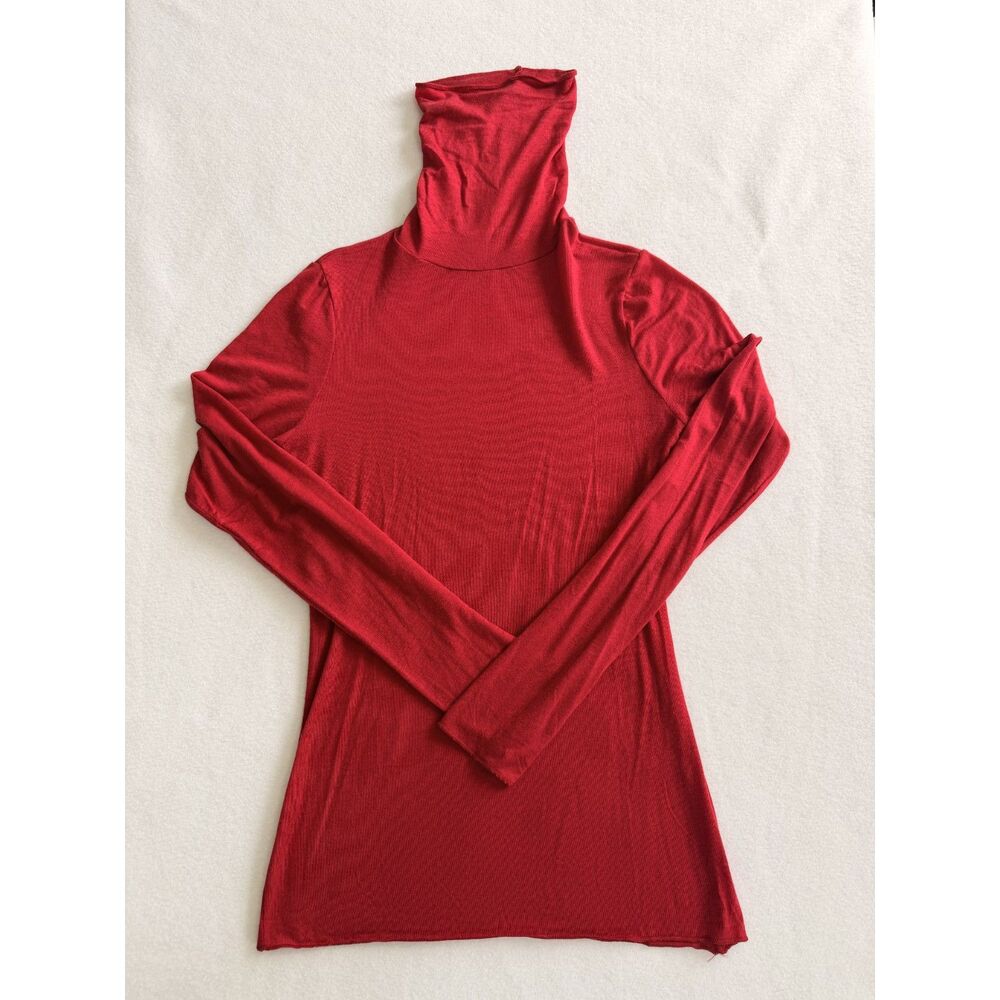 Intimissimi Modal Cashmere Ultralight High Neck Turtleneck Top in Red
